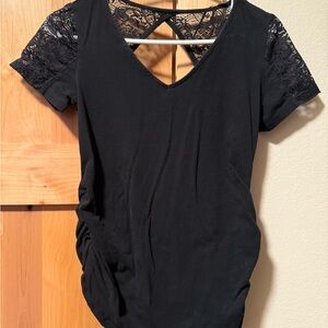Ambiance Black Lace Sleeve Bodysuit
